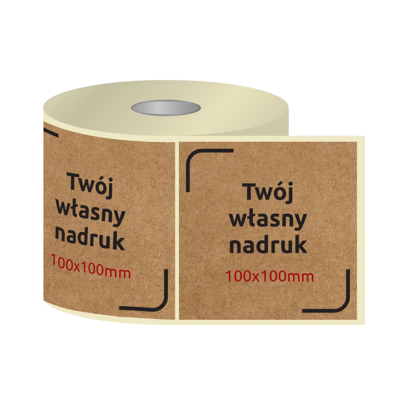 Etykiety, naklejki termotransferowe z nadrukiem KRAFT 100x100mm KWADRAT (różne warianty)
