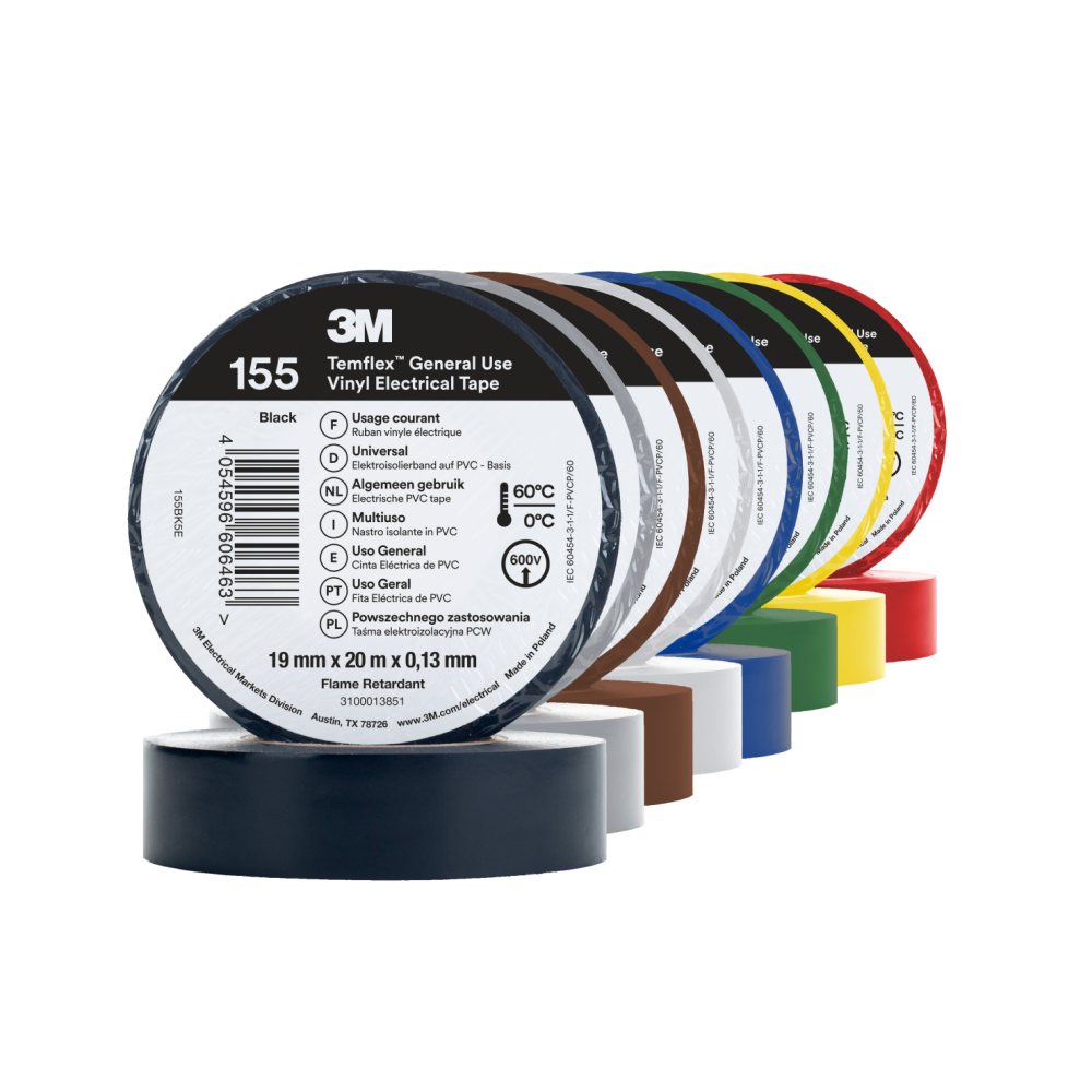 3M Temflex 155 Winylowa taśma elektroizolacyjna 19 mm x 20 m (różne kolory)