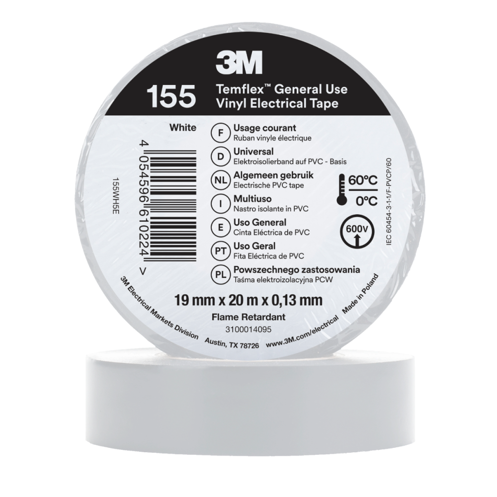 3M Temflex 155 Winylowa taśma elektroizolacyjna 19 mm x 20 m (różne kolory)