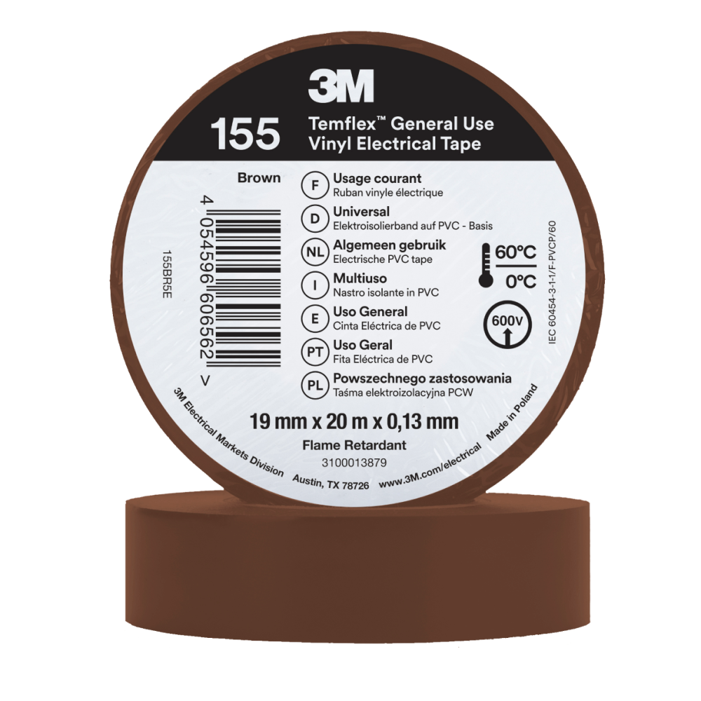 3M Temflex 155 Winylowa taśma elektroizolacyjna 19 mm x 20 m (różne kolory)