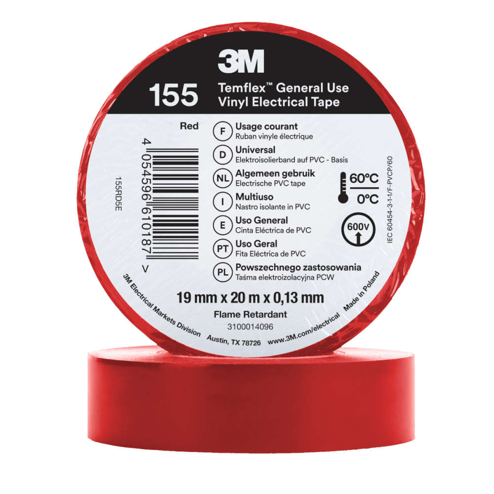 3M Temflex 155 Winylowa taśma elektroizolacyjna 19 mm x 20 m (różne kolory)
