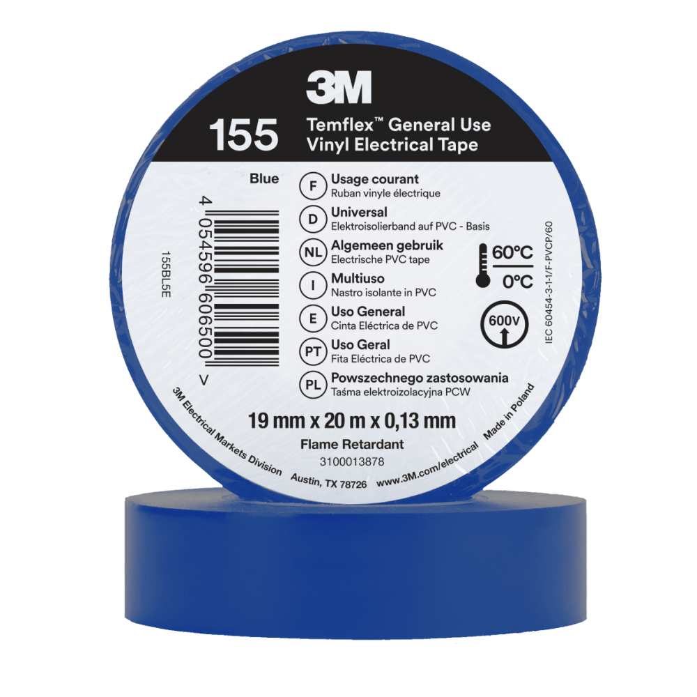 3M Temflex 155 Winylowa taśma elektroizolacyjna 19 mm x 20 m (różne kolory)