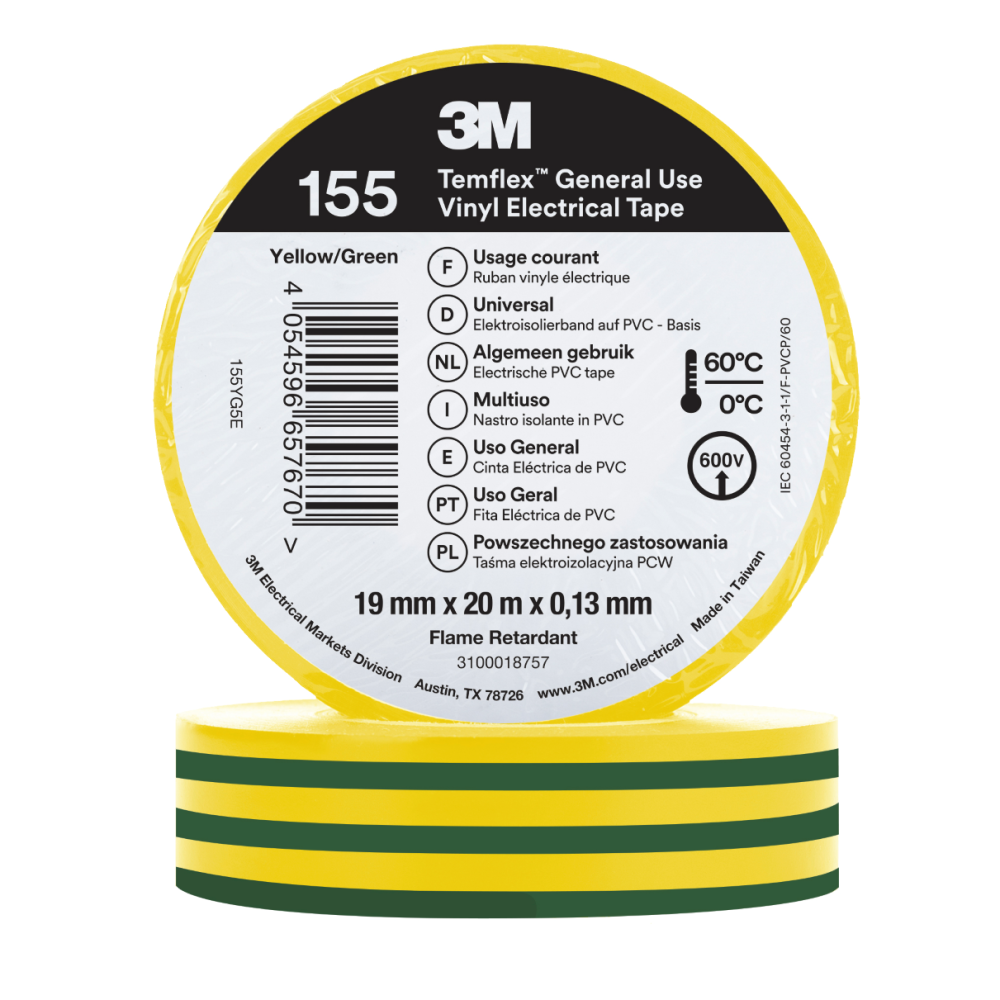 3M Temflex 155 Winylowa taśma elektroizolacyjna 19 mm x 20 m (różne kolory)