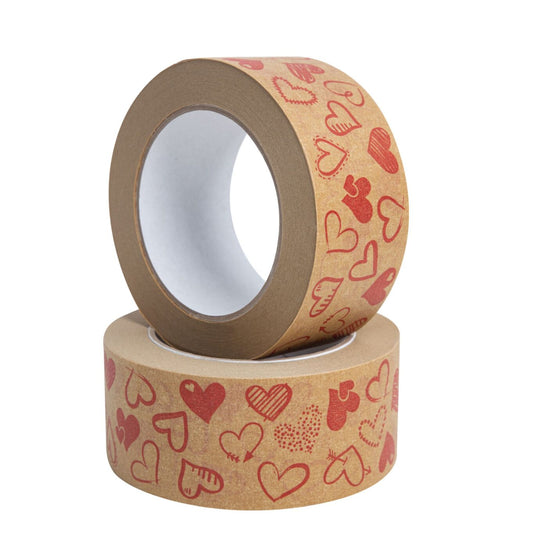 Taśma papierowa solvent z nadrukiem w serca, walentynki 50 mm x 60 m