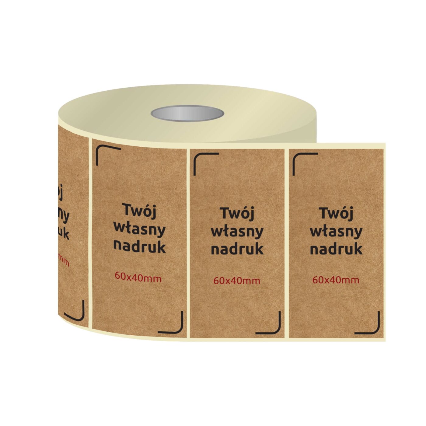 Etykiety, naklejki termotransferowe z nadrukiem KRAFT 60x40mm PROSTOKĄT (różne warianty)