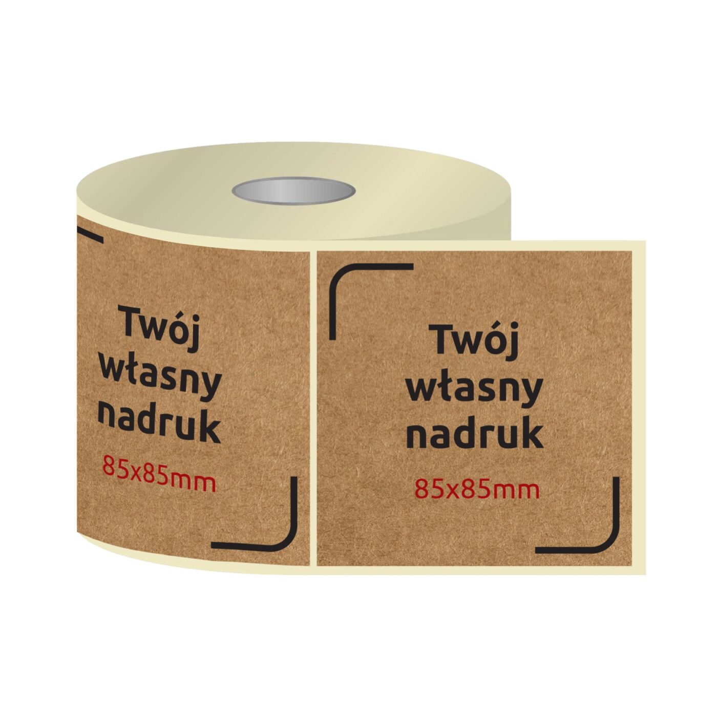 Etykiety, naklejki termotransferowe z nadrukiem KRAFT 85x85mm KWADRAT (różne warianty)