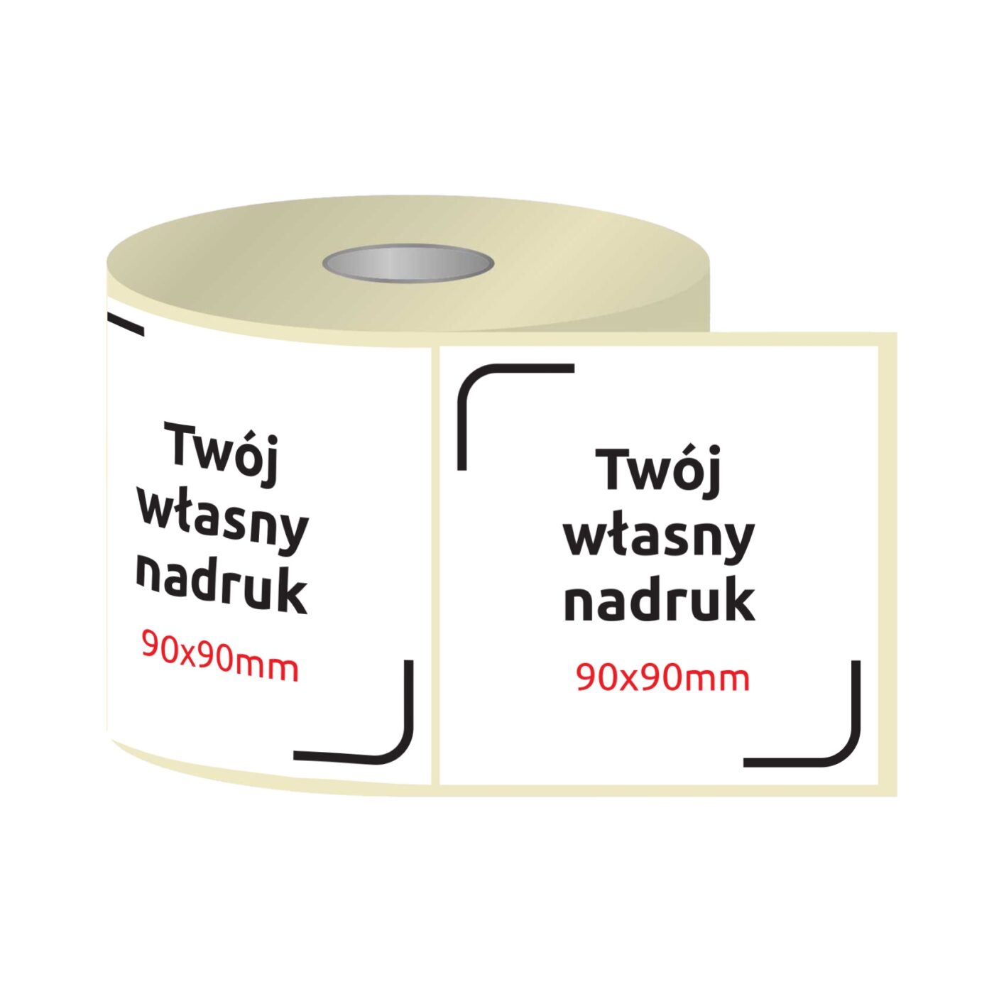 Etykiety, naklejki z nadrukiem 90x90mm KWADRAT (różne warianty)