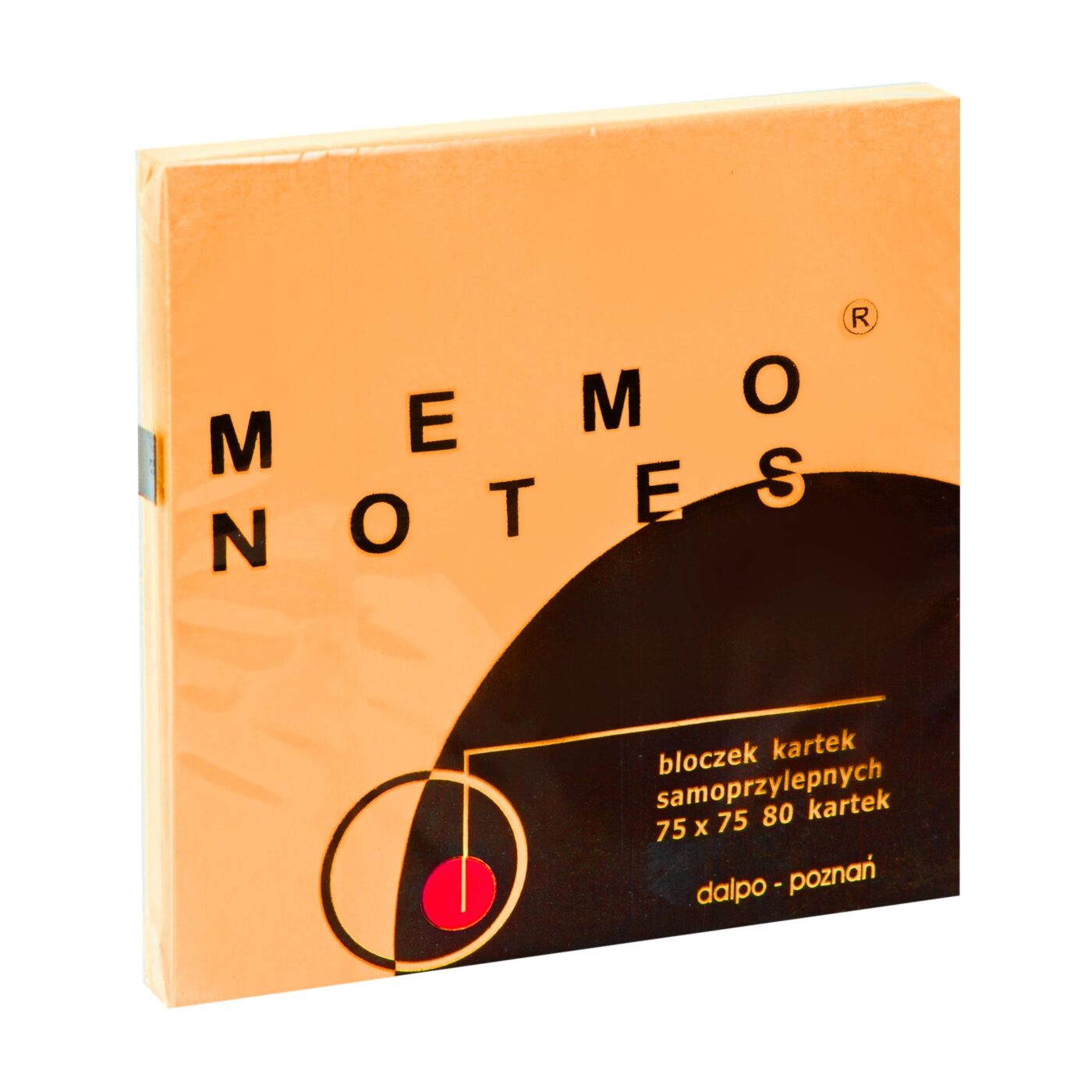 MEMO NOTES Bloczek kartek samoprzylepnych 75 x 75 mm, 80 kartek pomarańczowy brilliant