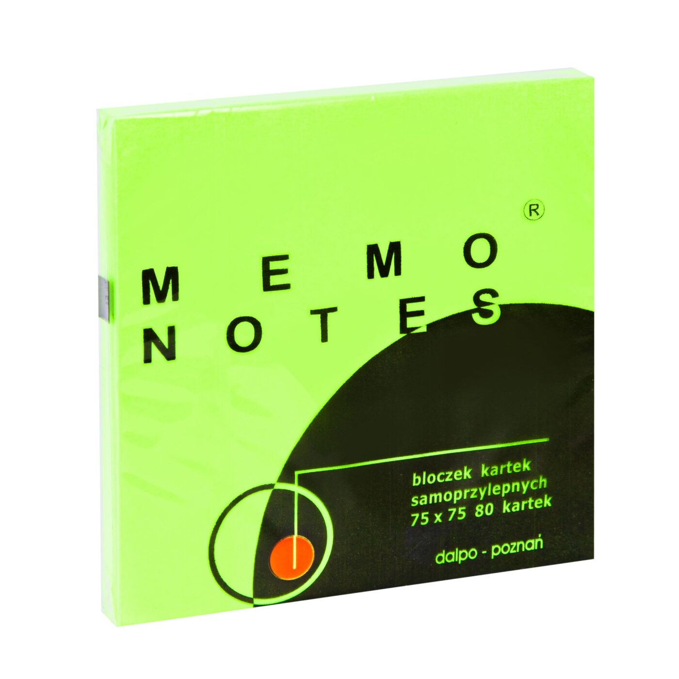 MEMO NOTES Bloczek kartek samoprzylepnych 75 x 75 mm, 80 kartek zielonych brilliant