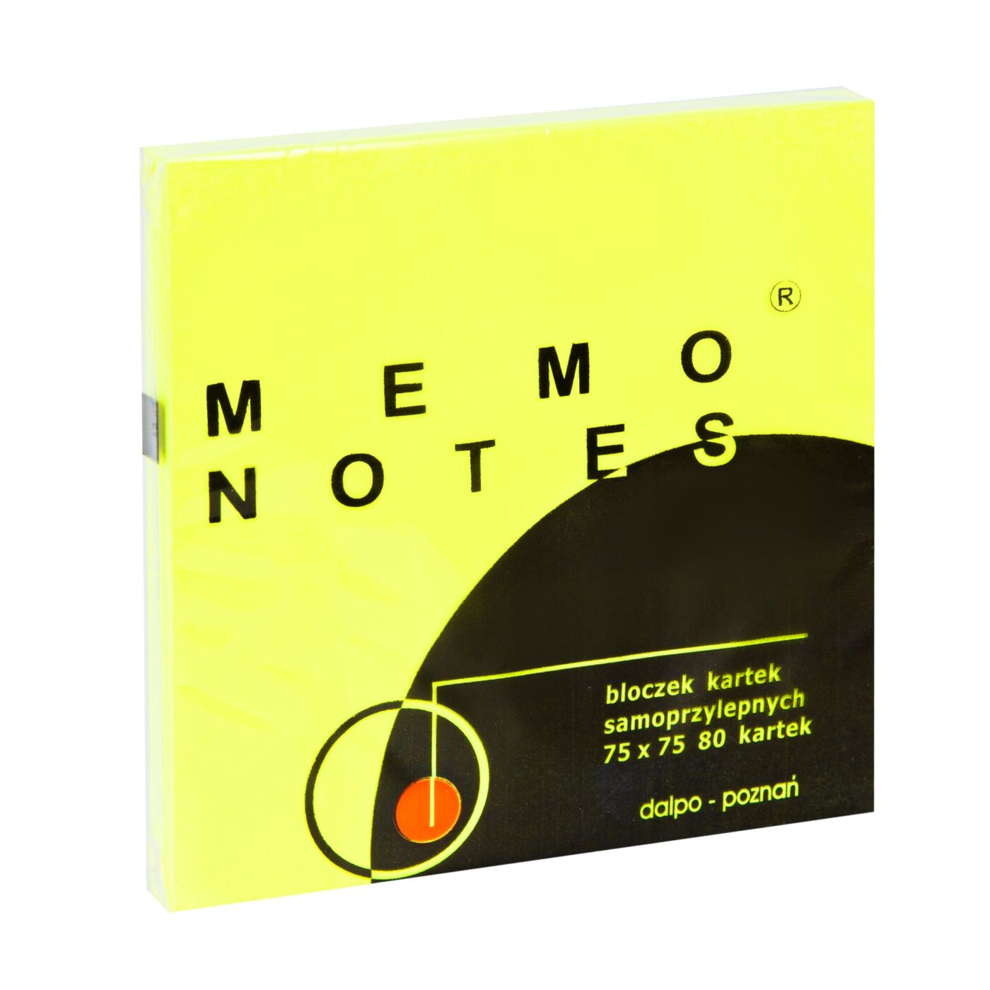 MEMO NOTES Bloczek kartek samoprzylepnych 75 x 75 mm, 80 kartek żółtych brilliant