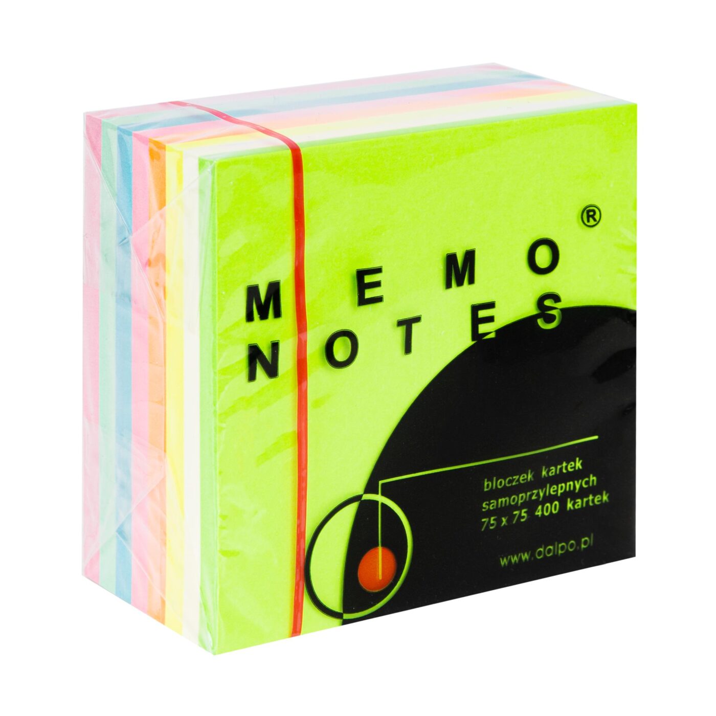 MEMO NOTES Bloczek kartek samoprzylepnych 75 x 75 mm, 400 kartek tęczowych