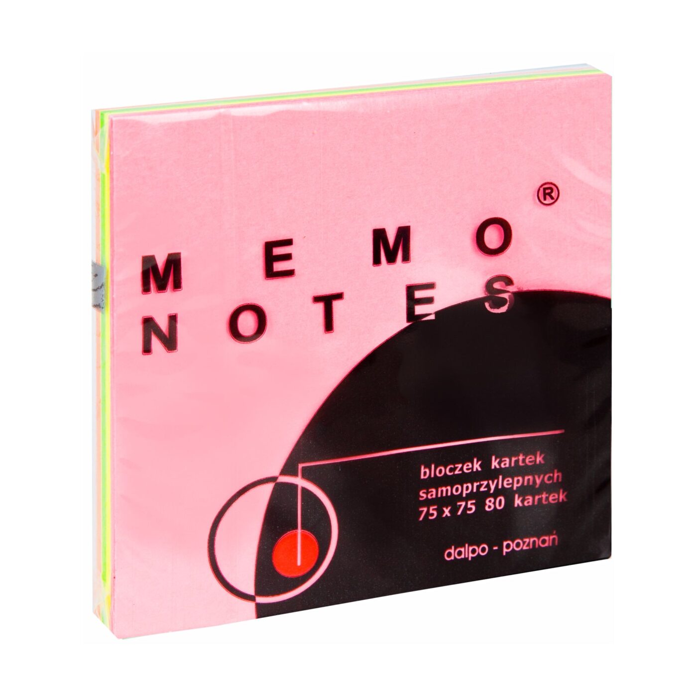 MEMO NOTES Bloczek kartek samoprzylepnych 75 x 75 mm, 80 kartek tęczowych