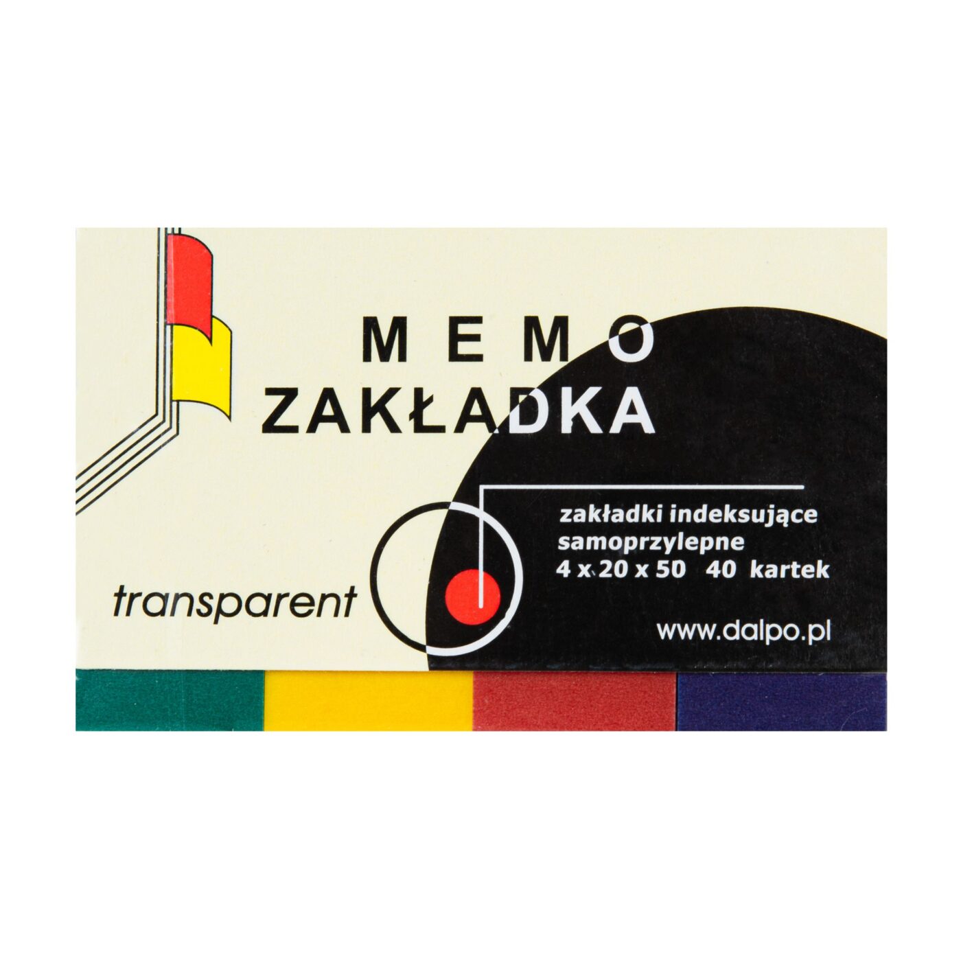 Zakładka transparent 20x50mm w okładce, 4 kolory po 40 kartek