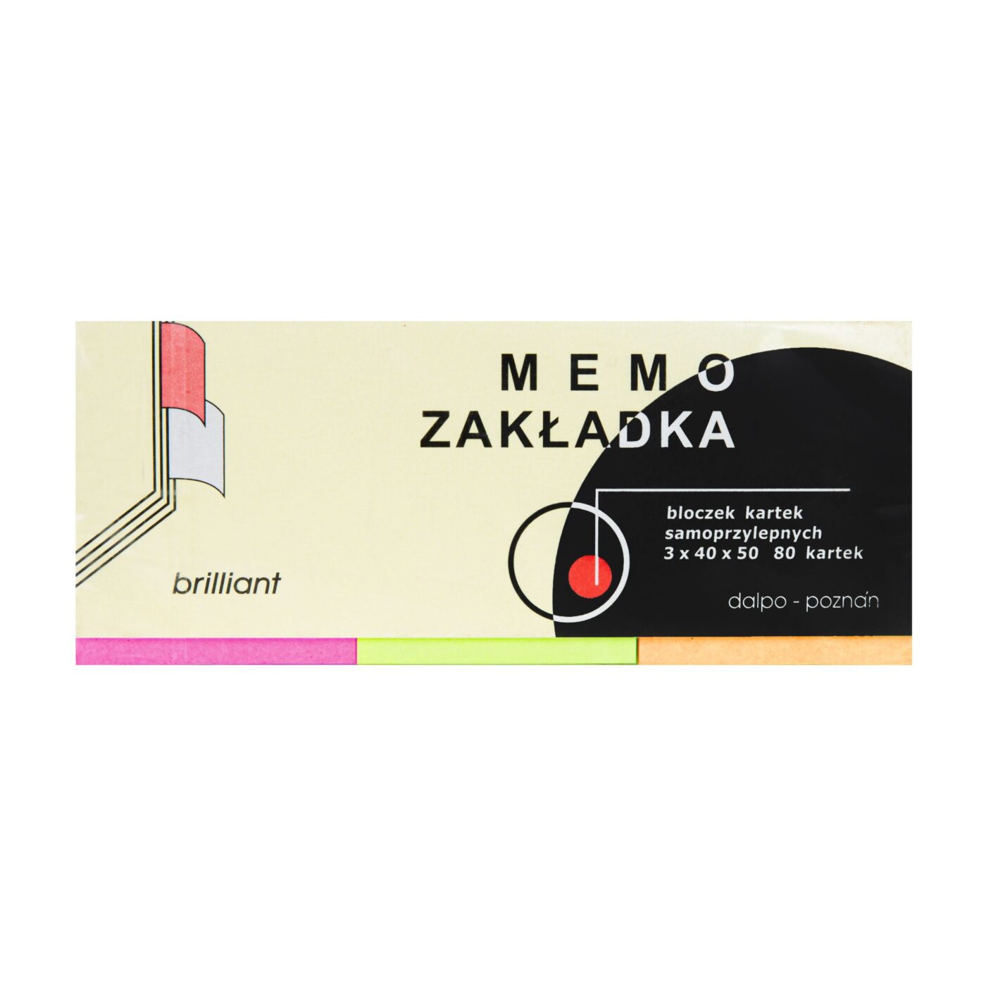 Zakładka brilliant 40x50mm w okładce, 3 kolory po 80 kartek