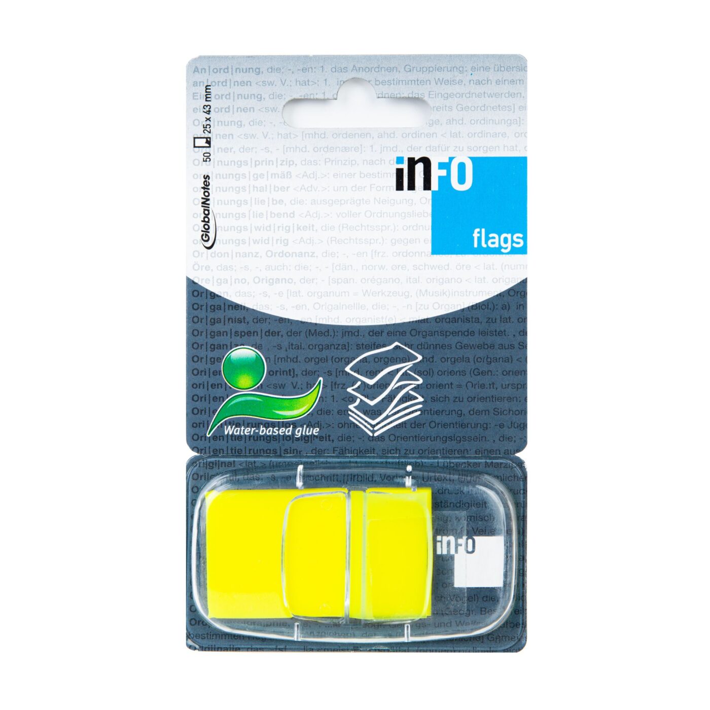 Zakładka samoprzylepna INFO FLAGS w podajniku 25x43mm/50 kartek, żółta