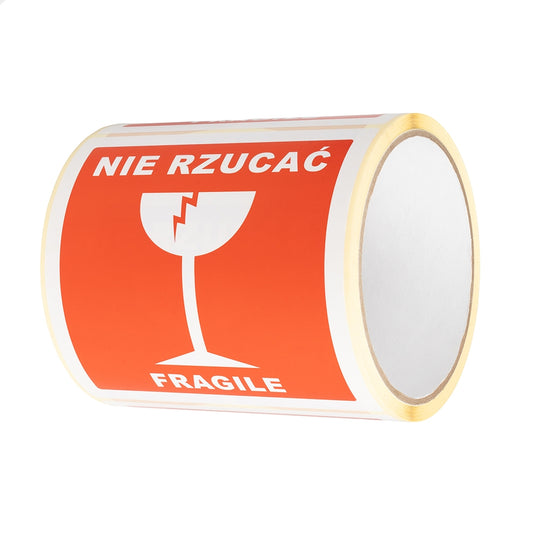 Etykiety z nadrukiem “Nie rzucać/ Fragile” 100x100mm, 100 szt.