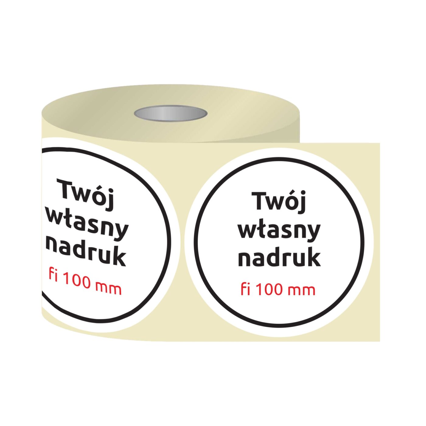 Etykiety, naklejki z nadrukiem Fi100 mm KÓŁKO (różne warianty)