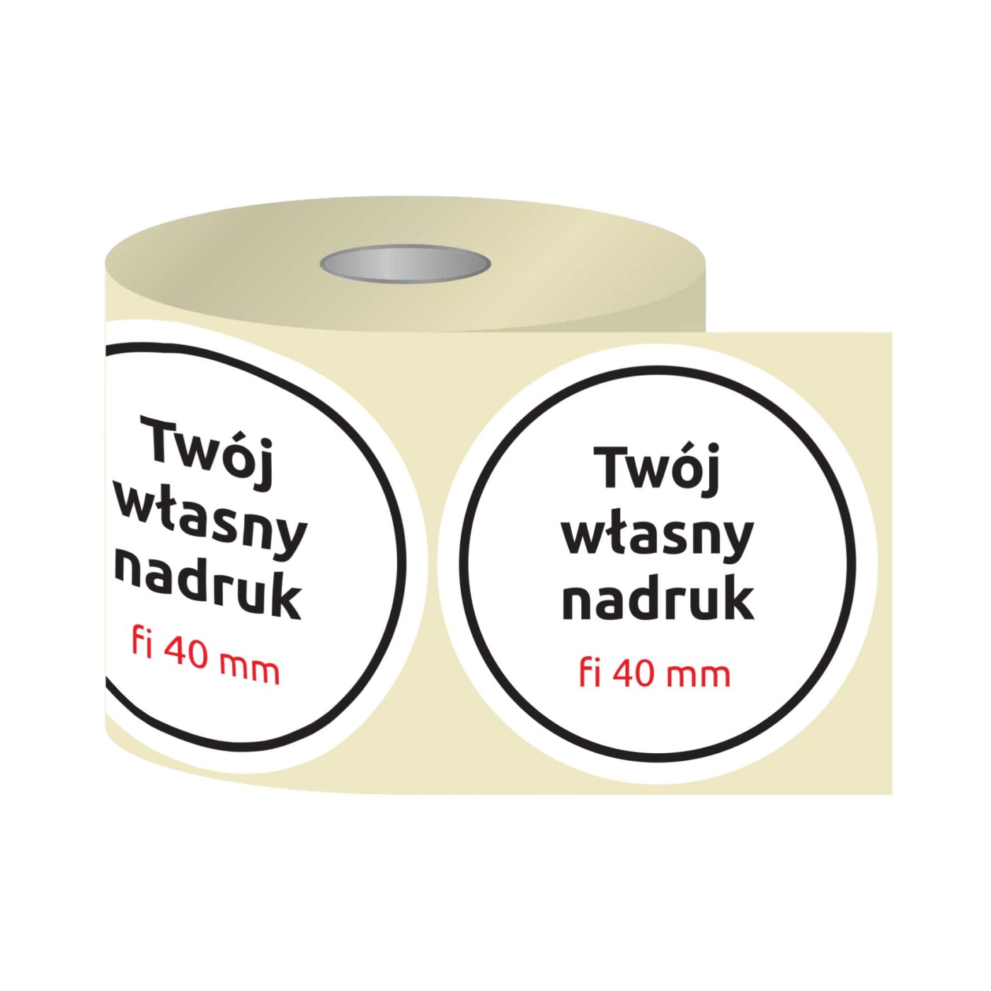 Etykiety, naklejki z nadrukiem Fi40 mm KÓŁKO (różne warianty)
