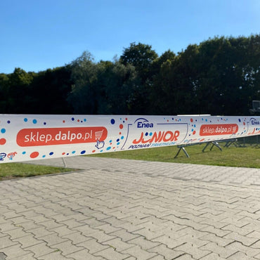 Taśma ostrzegawcza ogrodzeniowa bez kleju z własnym nadrukiem 75 mm x 100m