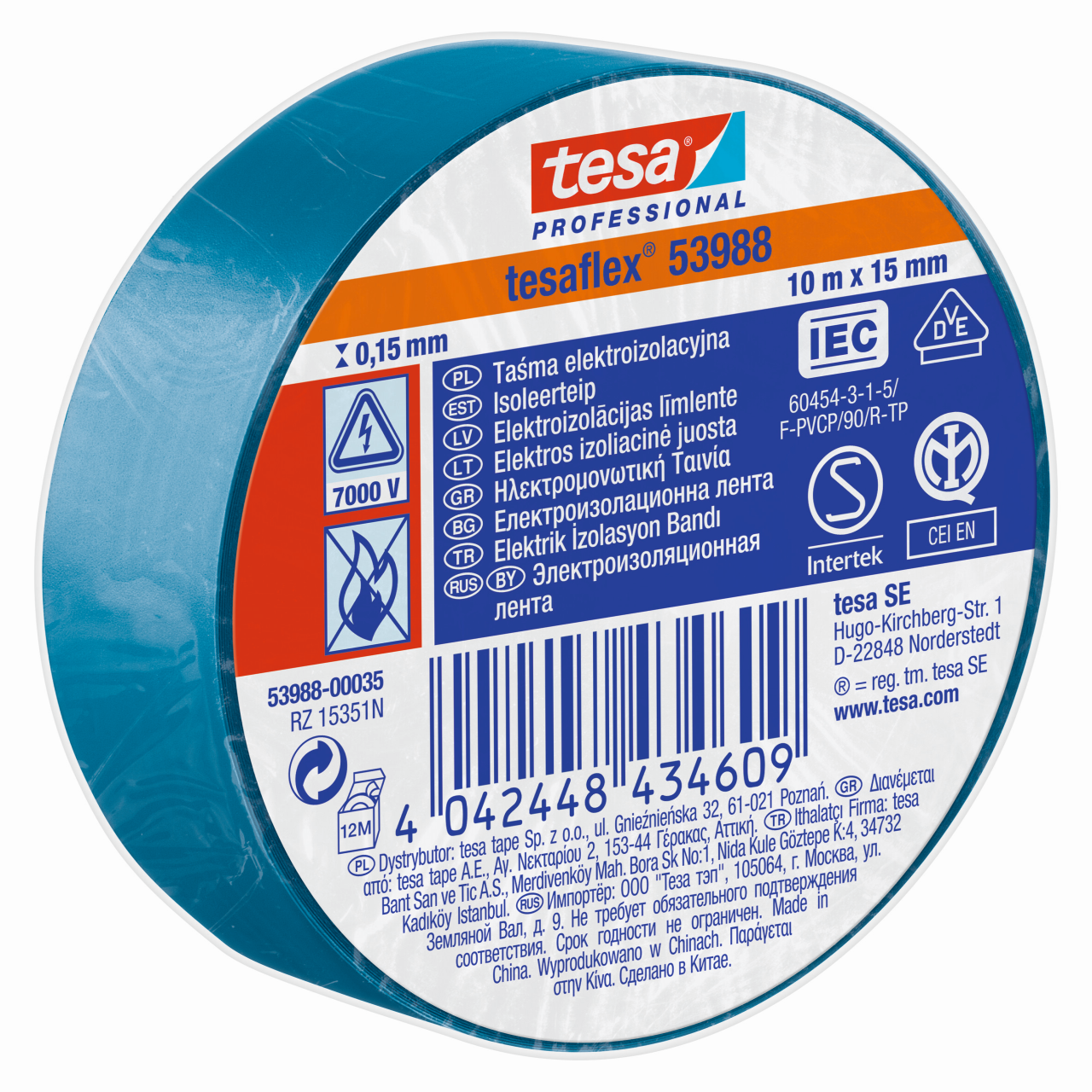 tesa 53988 Taśma izolacyjna tesaflex niebieska