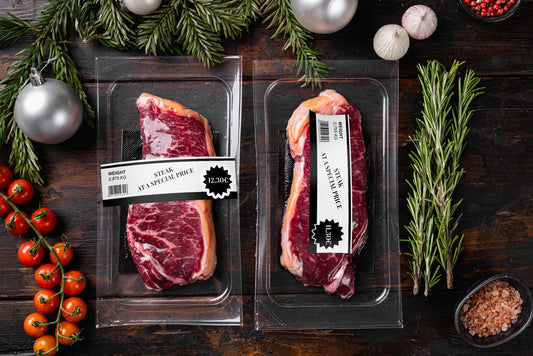 etykietowane steki - etykiety na żywność