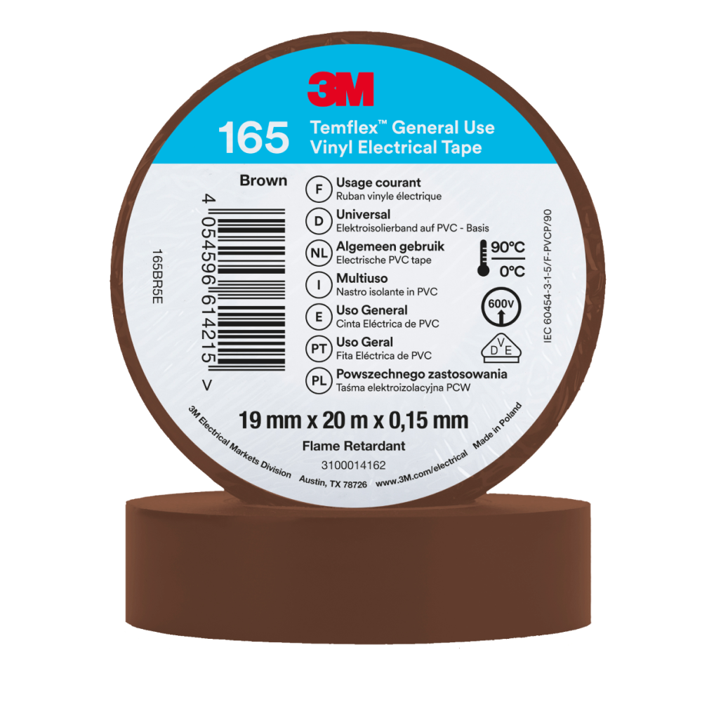 3M Temflex 165 Winylowa taśma elektroizolacyjna 19 mm x 20 m (różne kolory)