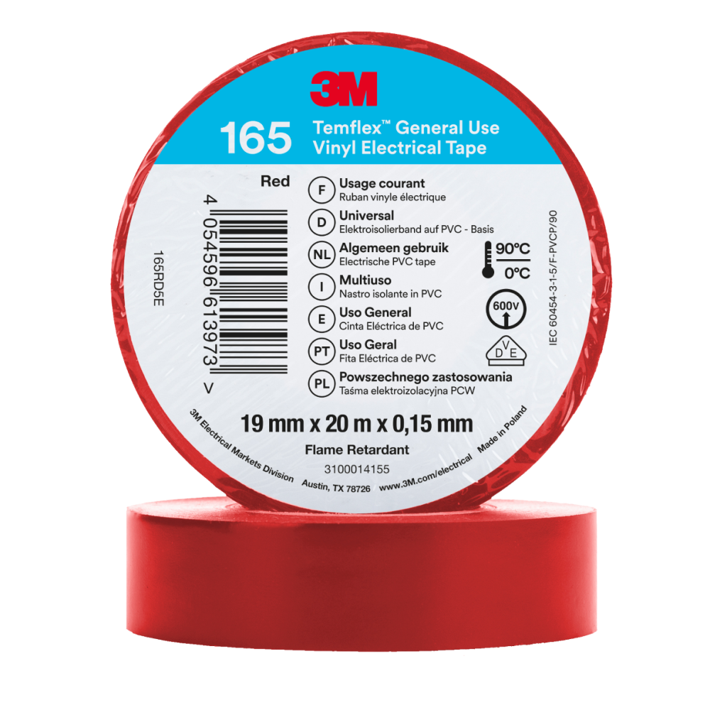 3M Temflex 165 Winylowa taśma elektroizolacyjna 19 mm x 20 m (różne kolory)