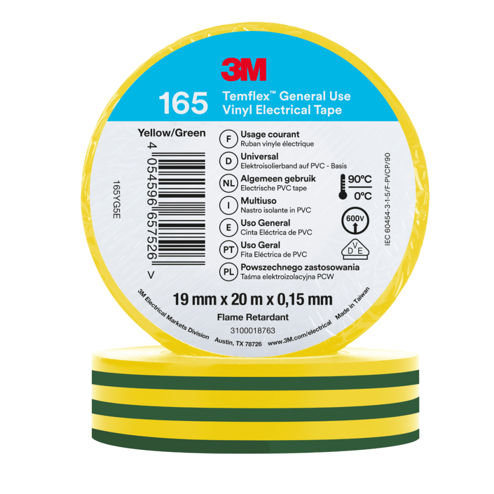 3M Temflex 165 Winylowa taśma elektroizolacyjna 19 mm x 20 m (różne kolory)