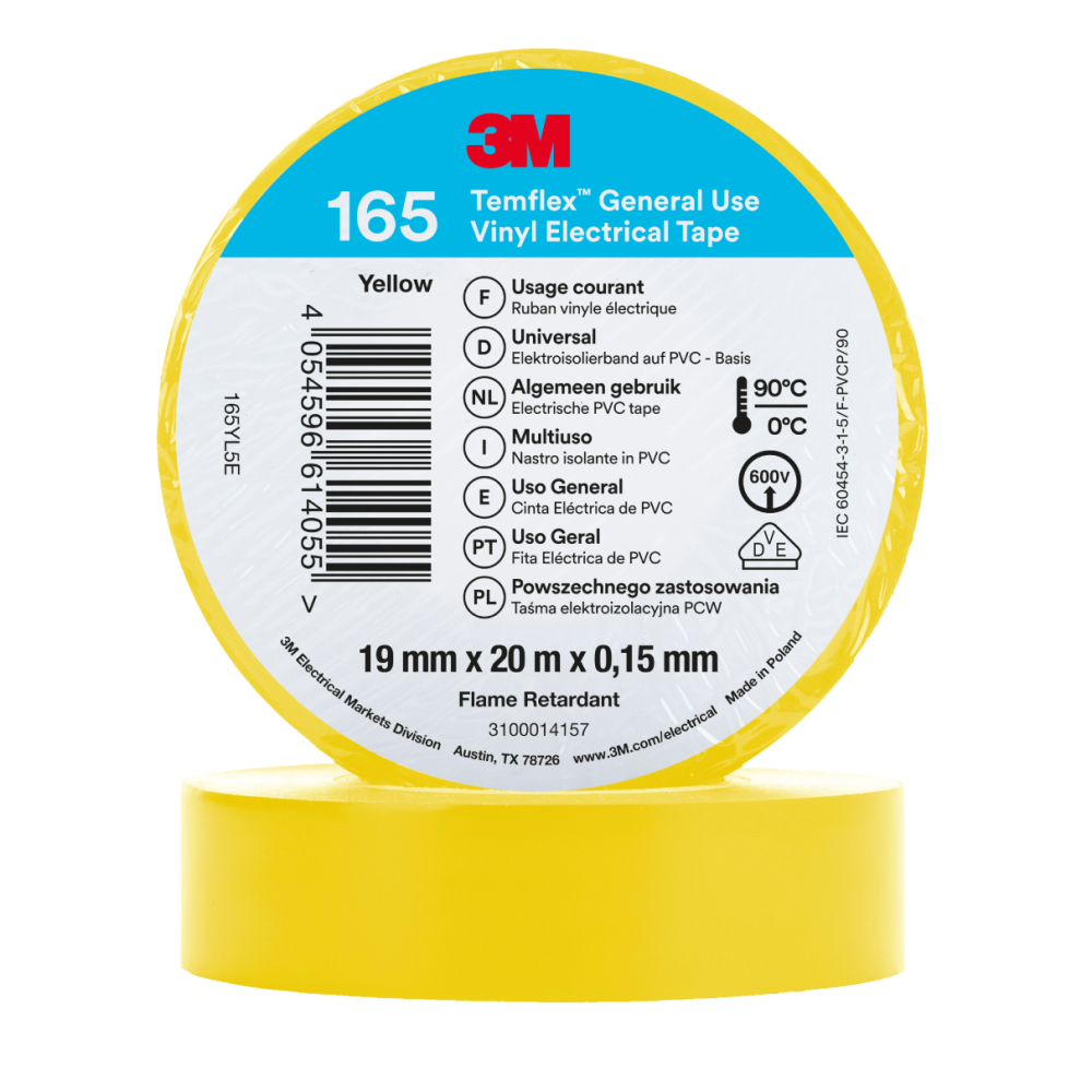 3M Temflex 165 Winylowa taśma elektroizolacyjna 19 mm x 20 m (różne kolory)