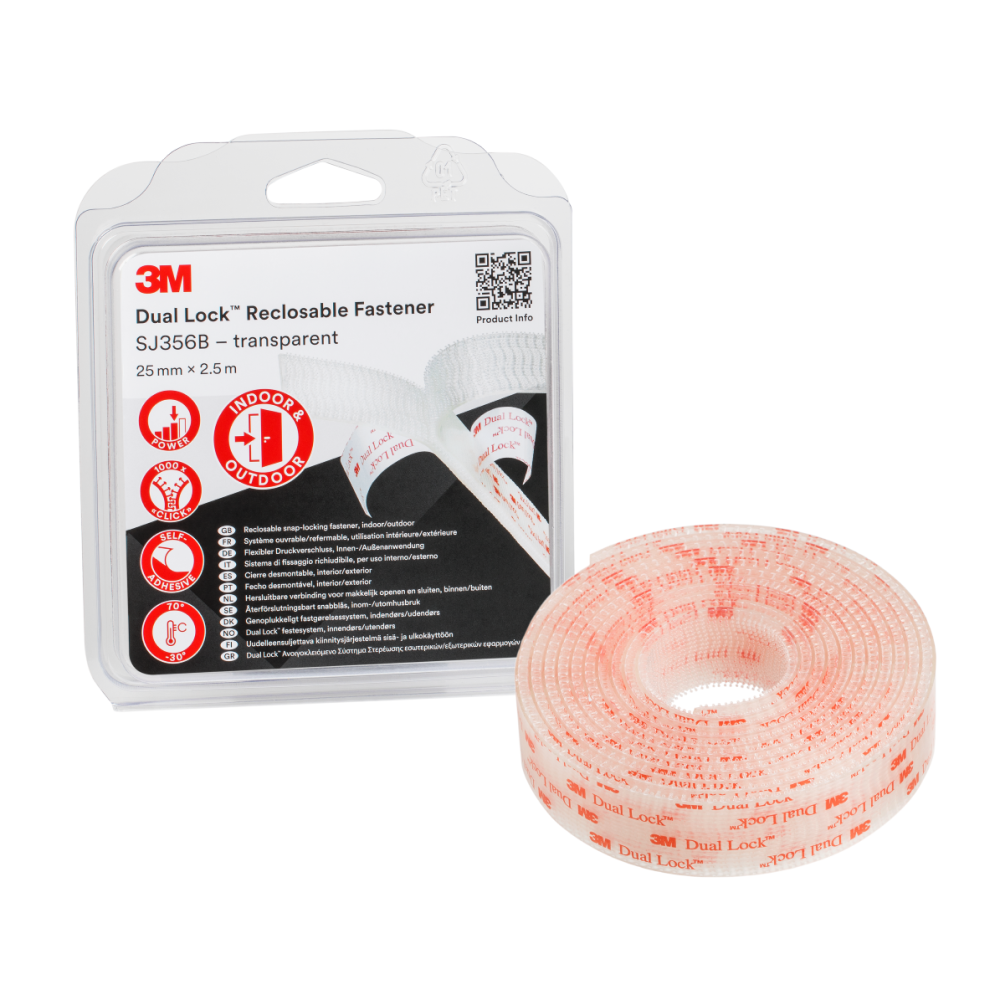 3M Dual Lock SJ3560 Rzep przemysłowy transparentny 25 mm x 45,7 m