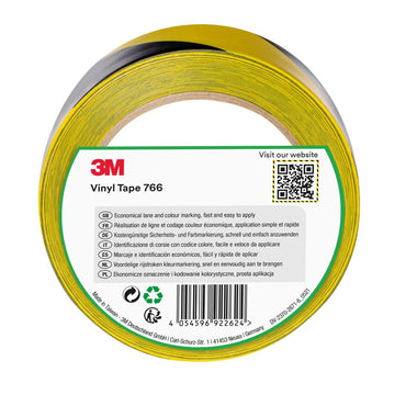 3M 766 Taśma ostrzegawcza żółto-czarna 50 mm x 33 m Indywidualne Opakowanie