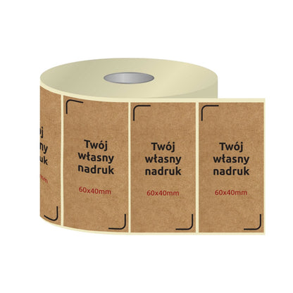 Etykiety, naklejki termotransferowe z nadrukiem KRAFT 60x40mm PROSTOKĄT (różne warianty)