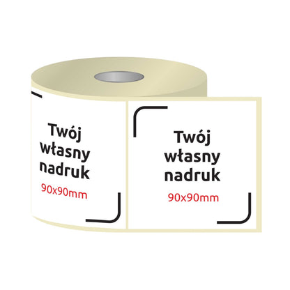 Etykiety, naklejki z nadrukiem 90x90mm KWADRAT (różne warianty)