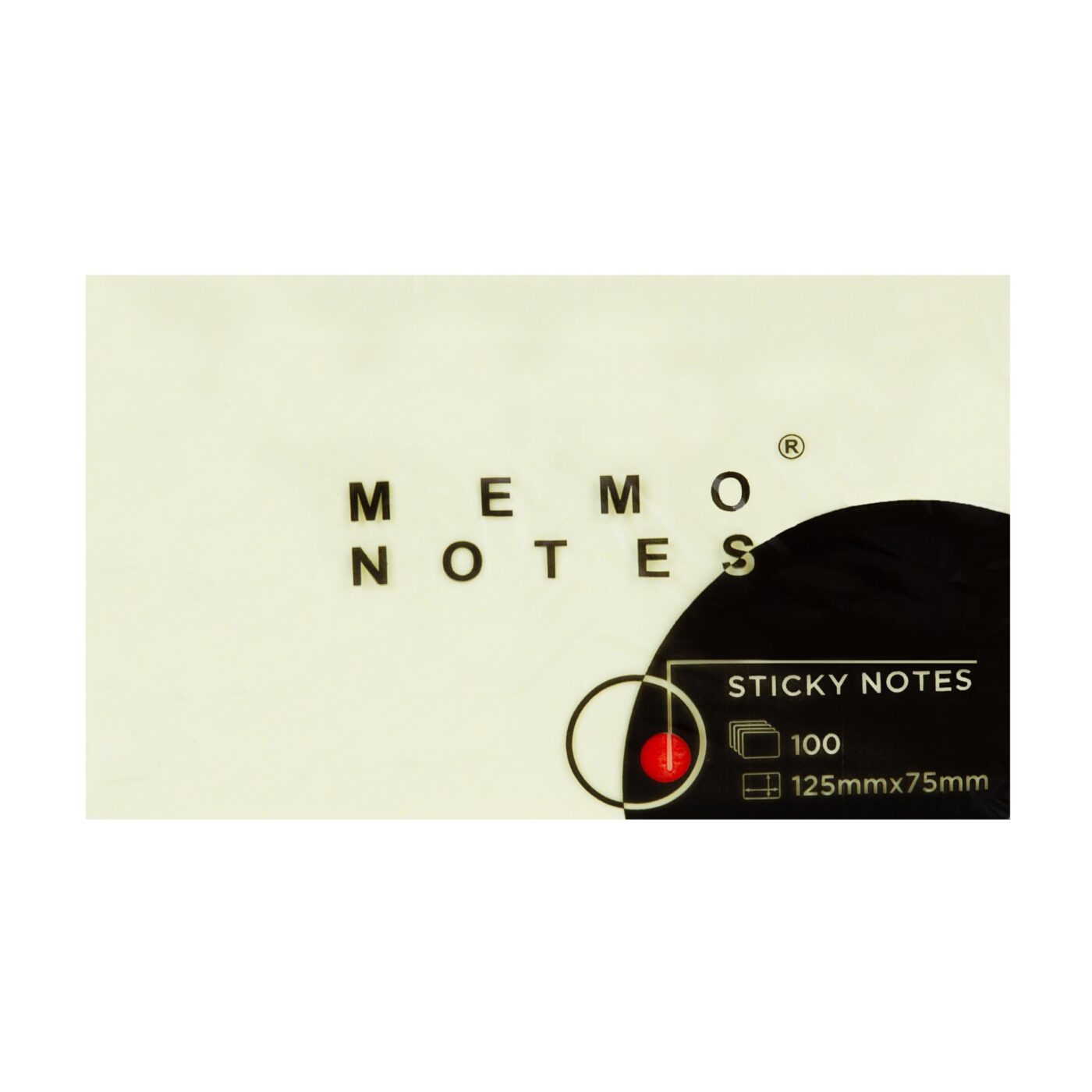 MEMO NOTES Bloczek kartek samoprzylepnych 125 x 75 mm, 100 kartek żółtych