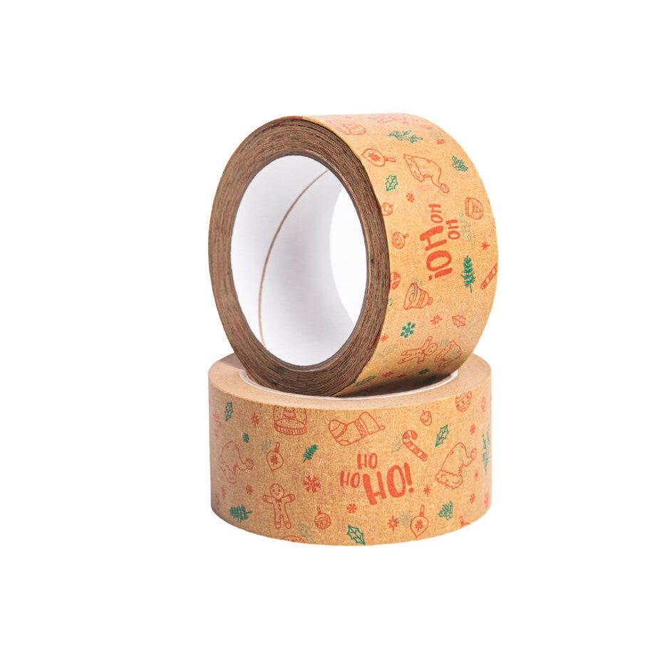 Taśma pakowa papierowa z świątecznym nadrukiem bożonarodzeniowym 50 mm x 40 m – solvent