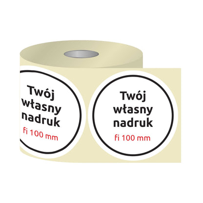 Etykiety, naklejki z nadrukiem Fi100 mm KÓŁKO (różne warianty)