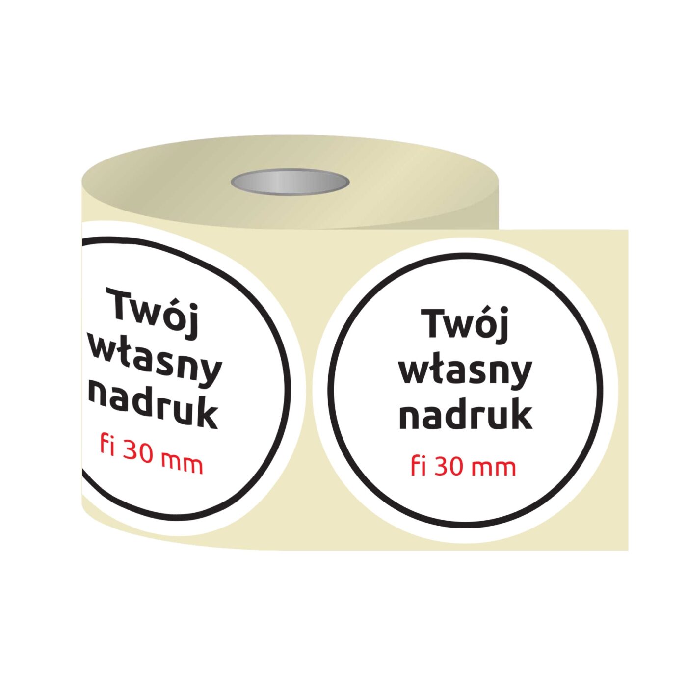 Etykiety, naklejki z nadrukiem Fi30 mm KÓŁKO (różne warianty)