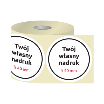 Etykiety, naklejki z nadrukiem Fi40 mm KÓŁKO (różne warianty)
