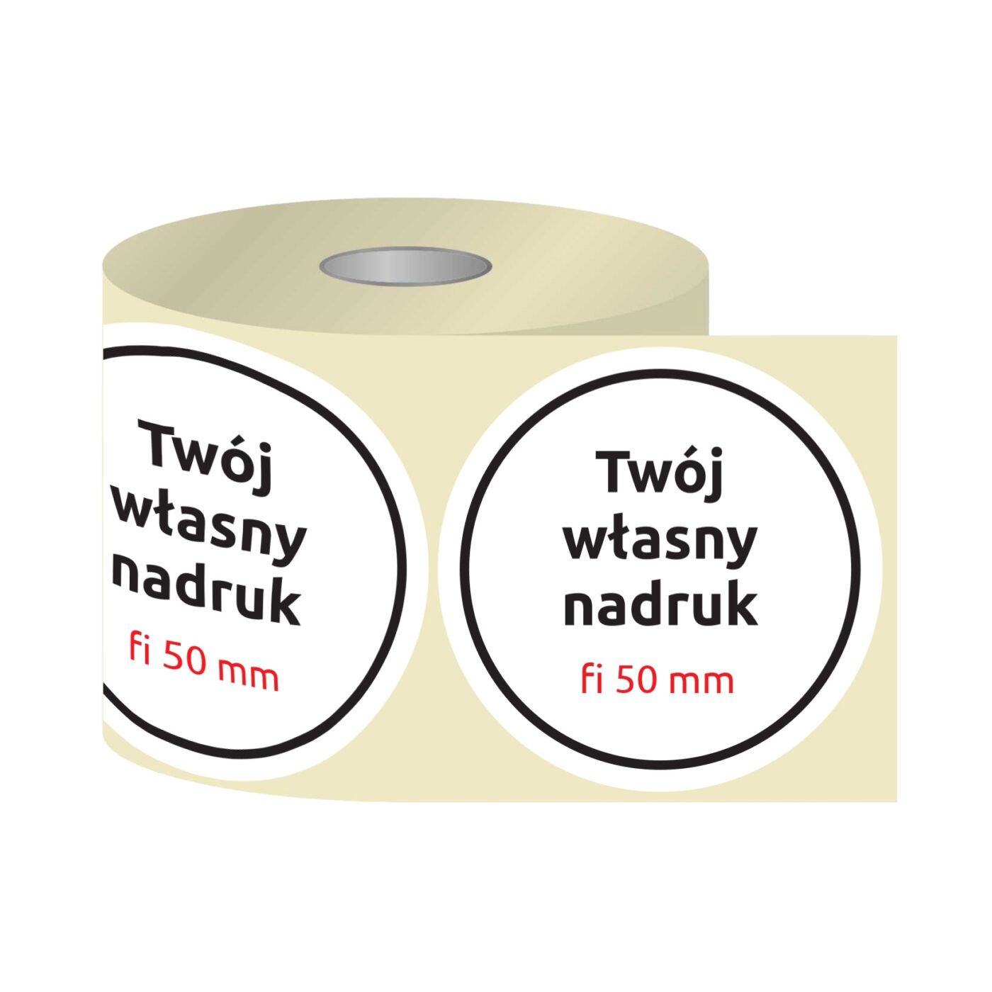 Etykiety, naklejki z nadrukiem Fi50 mm KÓŁKO (różne warianty)