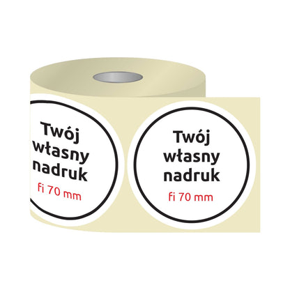 Etykiety, naklejki z nadrukiem Fi70 mm KÓŁKO (różne warianty)