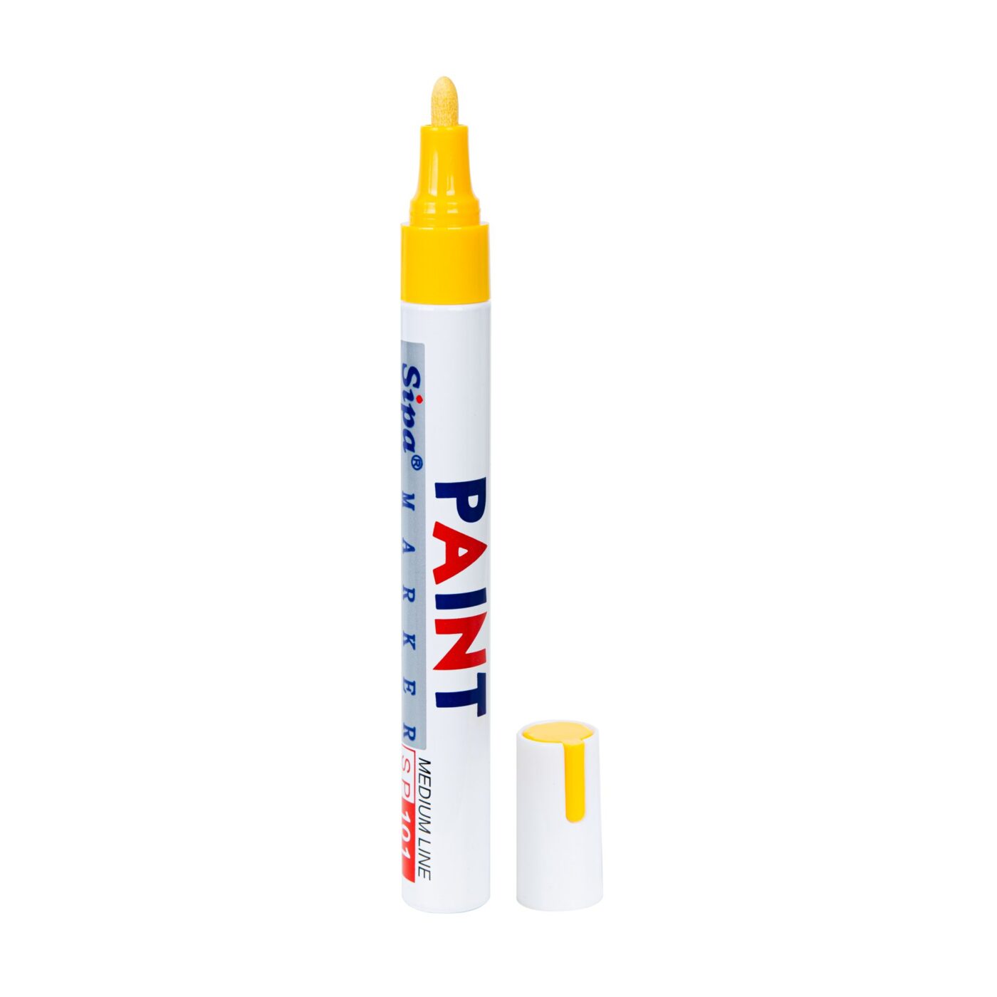 Pisak z farbą SP101, medium, metalowa obudowa, kolor: żółty