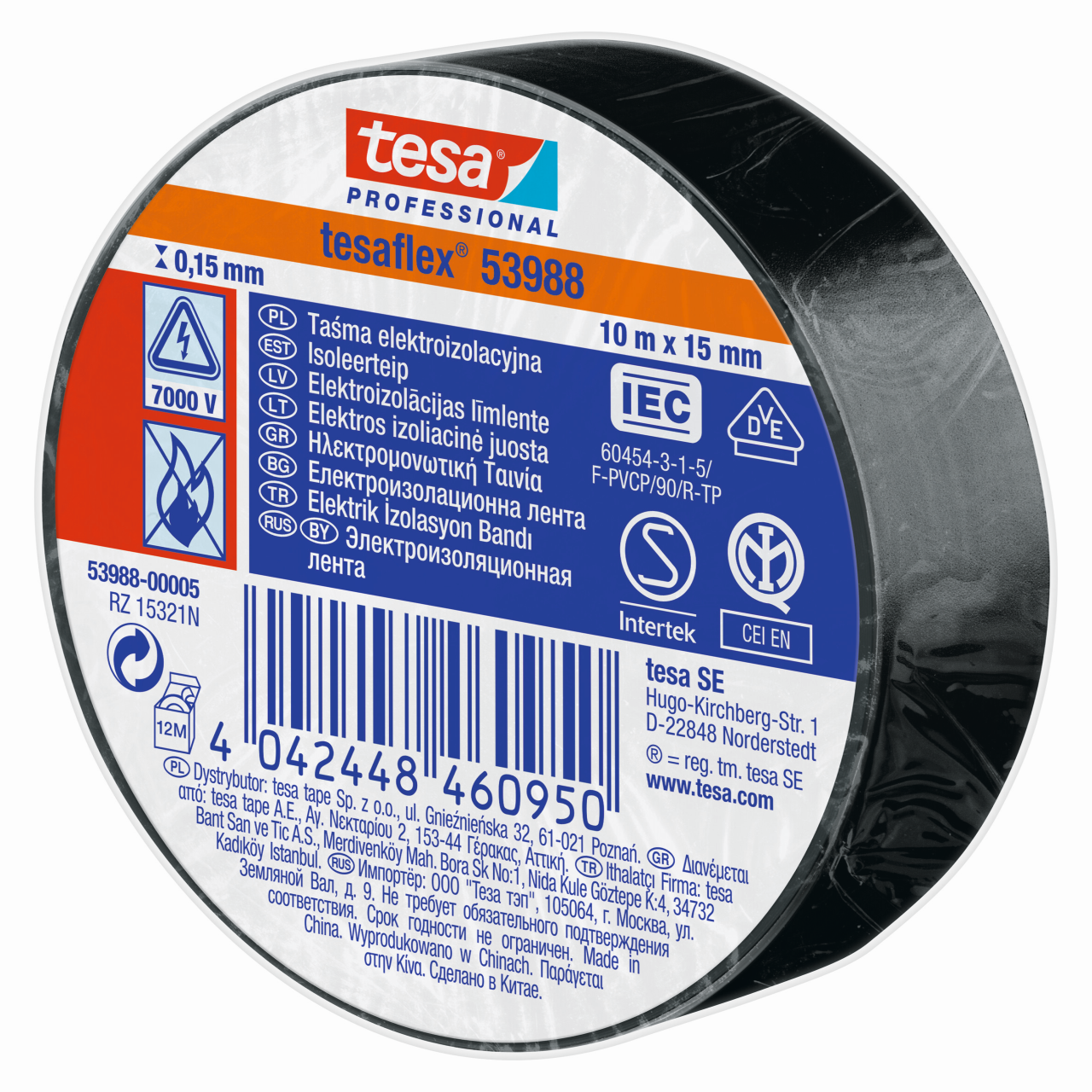 tesa 53988 Taśma izolacyjna tesaflex czarna (różne warianty)