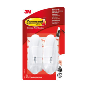 Haki Command 3M 17068 z metalowym uchwytem wielokrotnego użytku, średnie (2 haki)