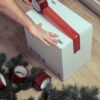 Taśma pakowa świąteczna bordowa z nadrukiem na Boże Narodzenie 50/60m –  Hot-Melt